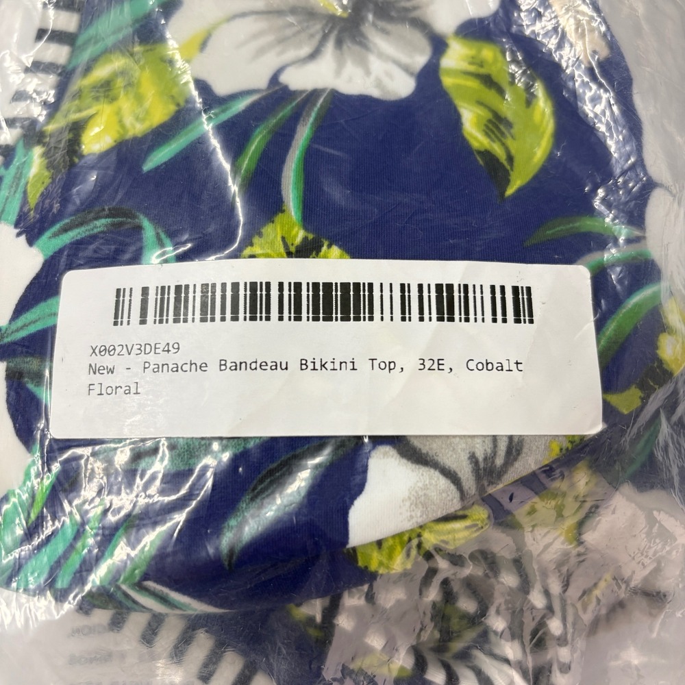 NWT Panache Women Swim Top 32E Blue Floral Elle Bandeau SW0873 Pool Vacation